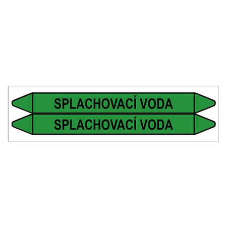 Značení potrubí, splachovací voda,2 ks, 450 × 52 mm
